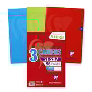 Clairefontainte 3 cahiers piqure 21x29.7 cm 96 pages grands carreaux