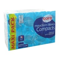 Cora mouchoirs blancs compacts 4 épaisseurs x24 étuis