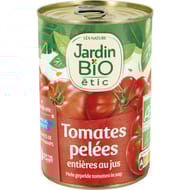 Jardin bio étic tomates entières pelées au jus bio 400g