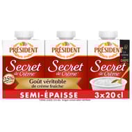 Président secret de crème semi épaisse uht 25% mg 3x20cl