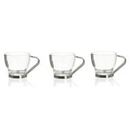 Lot de 3 tasses à café en verre avec anse en métal  11 cl