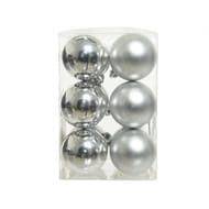 Boite 12 boules plastique "mat brillant" argent d6cm