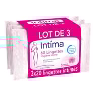 Intima lingettes hygiène intime à l'extrait d'hamamelis lot de 3 x 20