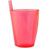 Mesa bella verre rouge translucide à paille intégrée 30cl