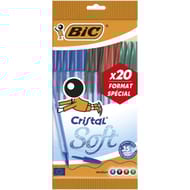 Bic stylos billes cristal soft assortis x20 offre speciale