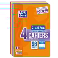 Oxford lot de 4 cahiers openflex agrafé 21x29.7 cm 96 p 90 gr grands carreaux