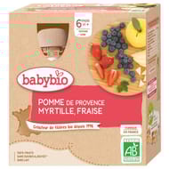 Babybio gourde pomme myrtille fraise 4x90g sans gluten dès 6 mois