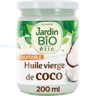 Jardin bio etic huile de coco vierge bio bocal verre de 200ml