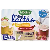 Blédina Mini lactés 12x55g Fruits rouges/Fruits du soleil 12 mois