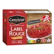 Convivial steak haché Label Rouge (Limousin ou charolais) façon bouchère 12% mg 4x100g