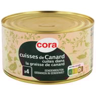 Cora 4 cuisses de canard cuites dans la graisse de canard 565g
