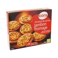 Cora 9 mini pizza feu de bois jambon fromage 270g