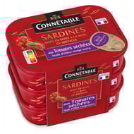 Connetable lot de 3x1/5 sardines à l'huile d'olive aux tomates séchées 405G
