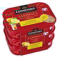 Connetable lot de 3x1/5 sardines à l'huile d'ollive vierge extra et au citron 405g
