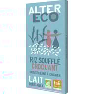 Alter Eco chocolat au lait riz soufflé bio 100g