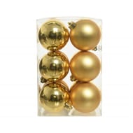 Boite de 12 boules plastique "mat brillant" or d6cm