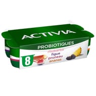 Activia bifidus fruits ananas rhubarbe figue pruneau 8x125g
