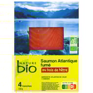 Nature bio saumon d'élevage fumé bio 4 tranches 130g