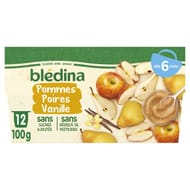 Bledina coupelles fruits  pommes poires vanille dès 6 mois 12x100g