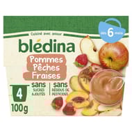 Bledina coupelles fruits pommes pêches fraises dès 6 mois 4x100g