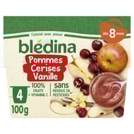 Bledina coupelles fruits pommes cerises vanille dès 8 mois 4x100g