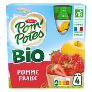 Pom'Potes compotes gourdes bio pomme fraise 4x90g