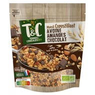 Terres et céréales muesli croustillant avoine amandes chocolat bio 500g