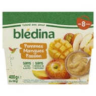 Bledina coupelles fruits pommes mangues passion dès 8 mois 4x100g