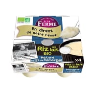 Invitation à la Ferme riz au lait nature bio 4x125g