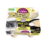 Invitation à la Ferme riz au lait vanille bio 4x125g