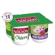 Soignon yaourt brassé au lait entier de chèvre sucré aux mûres et aux framboises 4x125 g