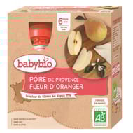 Babybio gourde poire de provence fleur d'oranger 4x90g dès 6 mois