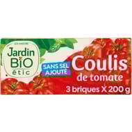 Jardin bio étic coulis de tomate bio 3x200g lot de 3 briques tetra