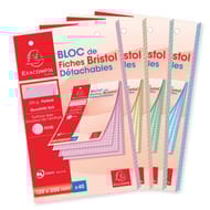 Exacompta bloc 40 fiches bristol couleur pérforées 125x200 5x5