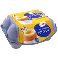Cora 6 oeufs frais datés du jour de ponte très gros