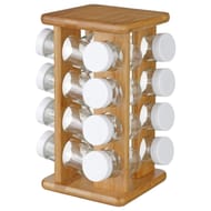 Lot de 16 pots à épices sur support rotatif en bambou