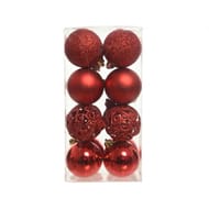Boite de 16 boules plastique rouge d6cm