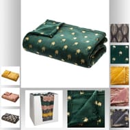Plaid flanelle motifs dorés 125 x 150 cm