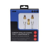 Apm cordon satellite fiche "f" male/male blanc 5m + adaptateur 409006