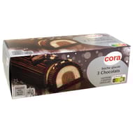 Cora bûche glacée 3 chocolats avec morceaux de chocolat blanc et sauce chocolat 8 parts 1l - 533g