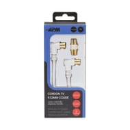 Apm cordon tv coudé m/m 9.52mm blanc 2m+adaptateur femelle 408018