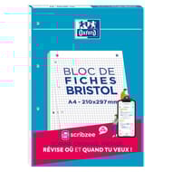 Oxford bloc bristol perforé a4 30 fiches 210g quadrillé 5mm
