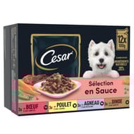 Cesar pâtée pour chien 4 variétés en sauce 12x100g