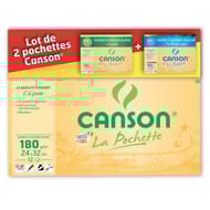 Canson lot de 2 pochettes c à grain + mi teintes vives 24x32cm