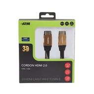 Apm cordon hdmi 2.0 ultra hd 4k ethernet m/m plug métal nylon bicolore