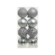 Boite 16 boules plastique argent d6cm