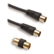 Apm cordon tv mâle/mâle 9.52mm noir 2m + adaptateur femelle