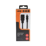 Apm adaptateur otg usb 2.0 micro usb/usb-a male/femelle noir 570319