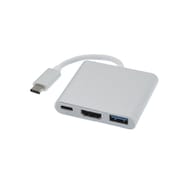 Apm adaptateur usb 3.1 type-c/hdmi+ type-c+usb-a male/femelle métal gris 590479