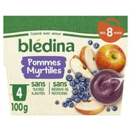 Blédina coupelles fruits pommes myrtilles dès 8 mois 4x100g